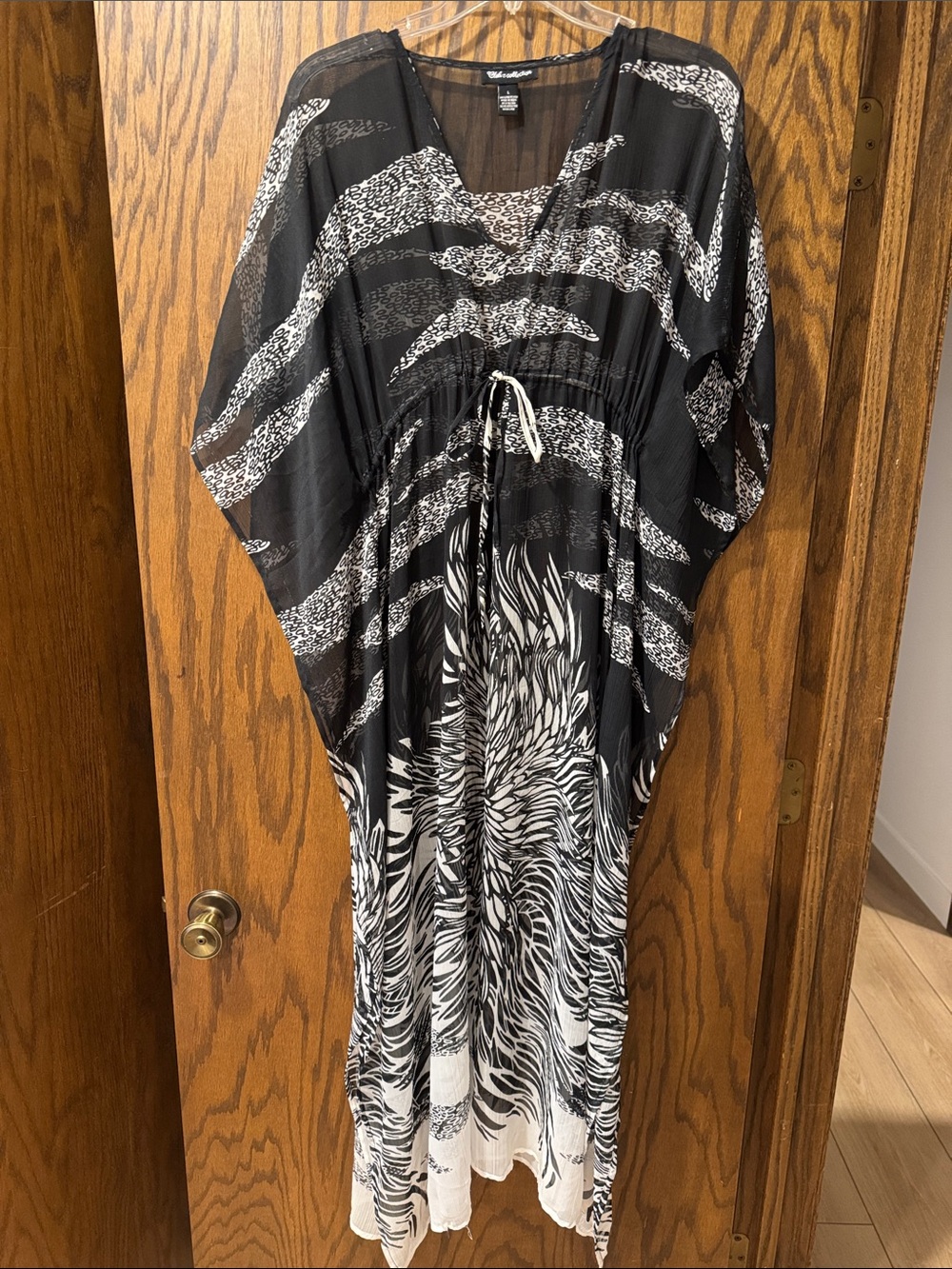 Club Z Collection Sheer Black Printed Tunic